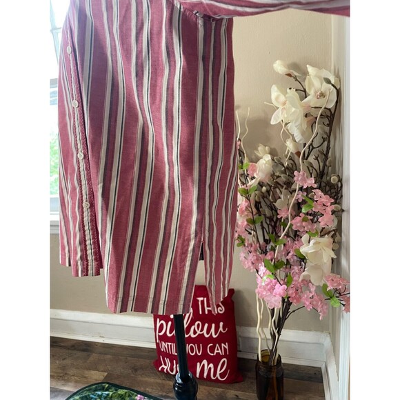 Karen Scott Sport Women's Button Up Shirt M Long Sleeves with Multicolor Stripes - Picture 5 of 7